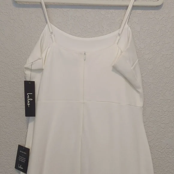 Lulu's Spoonful of Sass white fitted sleeveless ruffle trim bodycon mini dress - Picture 15 of 15